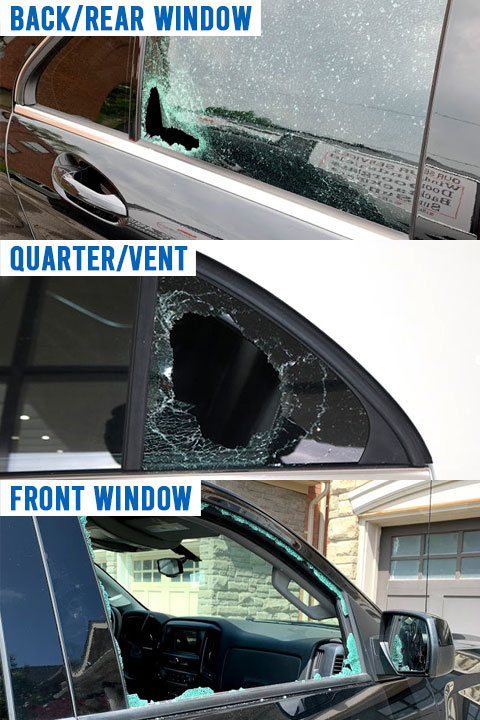 broken auto front door glass front window glass back or rear window door glass quarter or vent glass by Ram Auto Glass