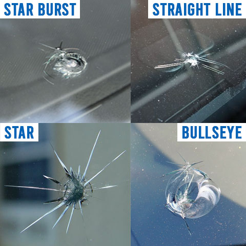 common auto glass windshield chip shapes by Ram auto glass