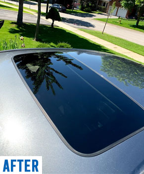 broken sedan sunroof need replacement after by Ram Auto Glass of Richmond Hill
