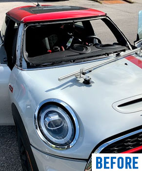 mini cooper s need windshield replace before by Ram Auto Glass of Richmond Hill
