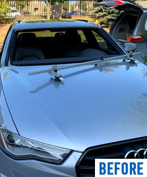 silver audi a5 mobile windshield replacement service before by Ram Auto Glass of Richmond Hill